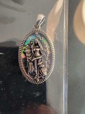 Oval Abalone Inlay Lilith Pendant Silver-Tone
